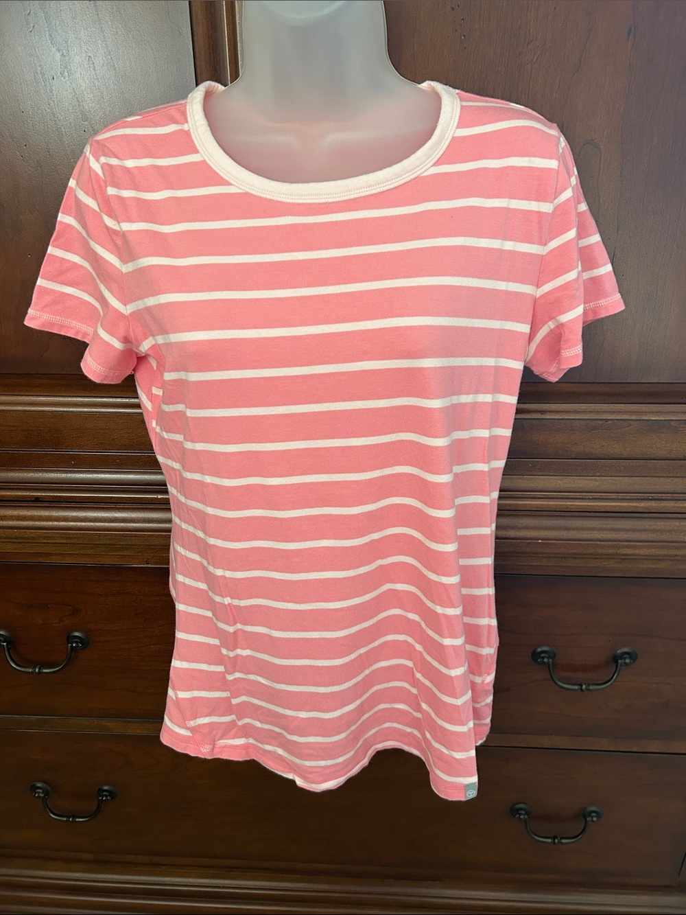 Talbots Pink and White Striped Short-Sleeve Tee